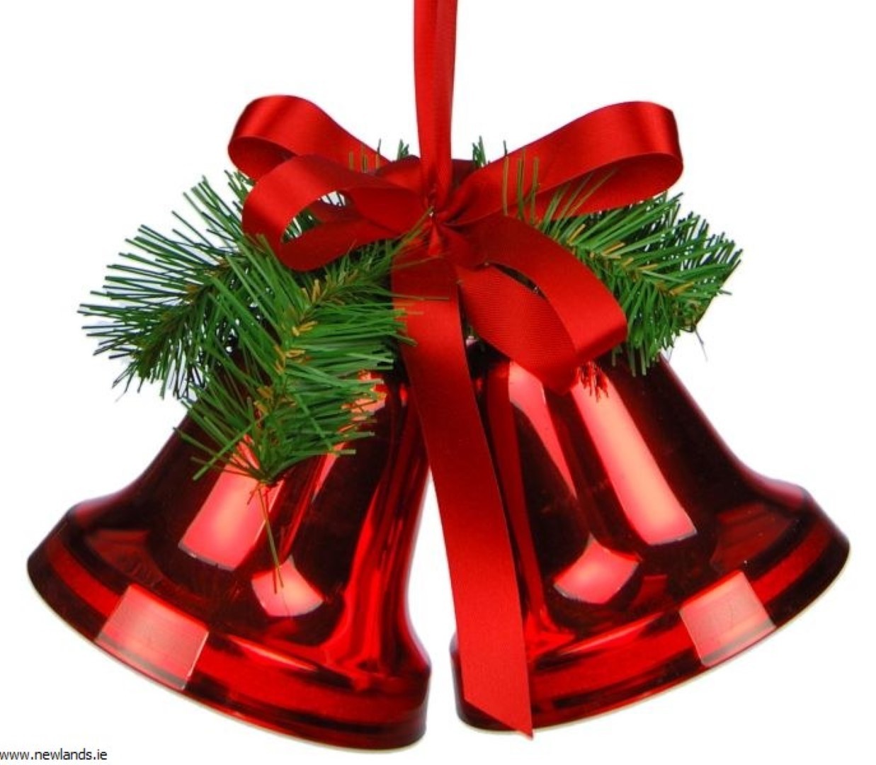 Twee klokken kerst rood 10 cm groen met strik - Hortus