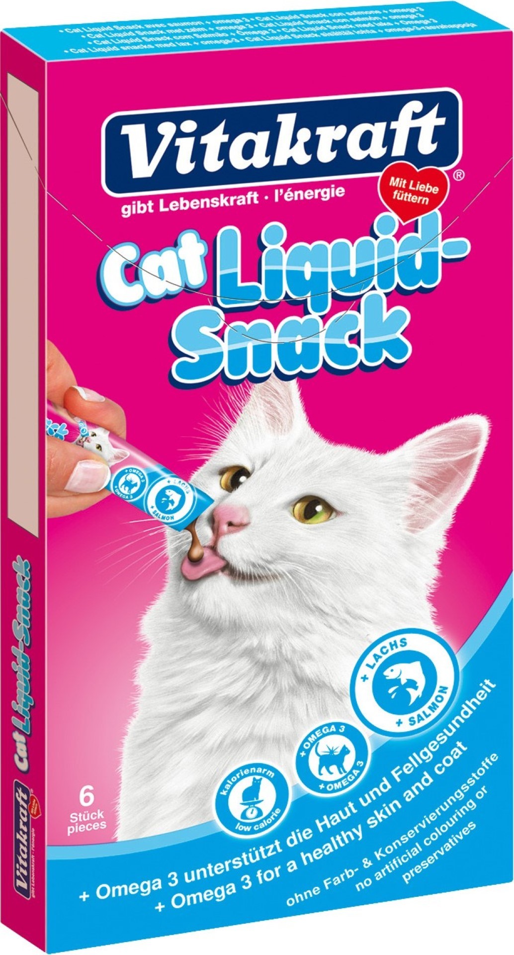 Vitakraft Cat-Liquid snack zalm & omega 6 stuks