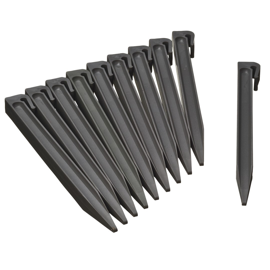 Grondpennen voor borderranden grijs H26,7x1,9x1,8 cm set 10 stuks