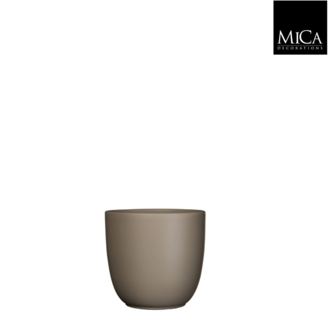 Tusca pot rond taupe mat h13xd13,5 cm Mica Decorations