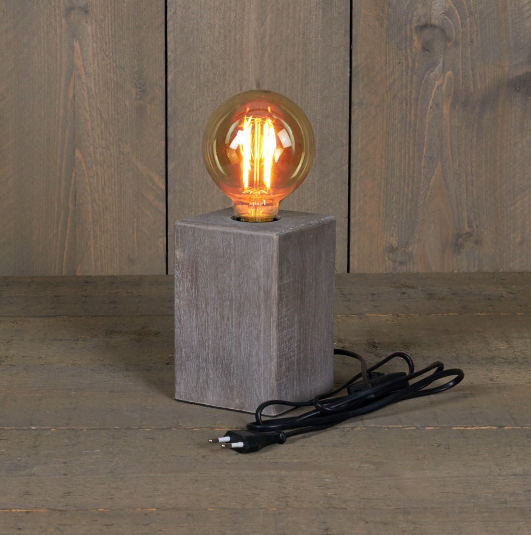 Tafellamp hout 10x15 cm e27 1,5 m snoer