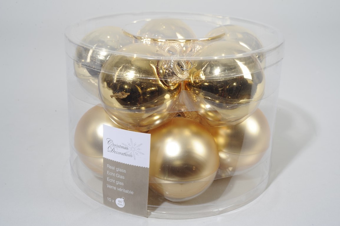 10 kerstballen licht goud glans-mat 60 mm