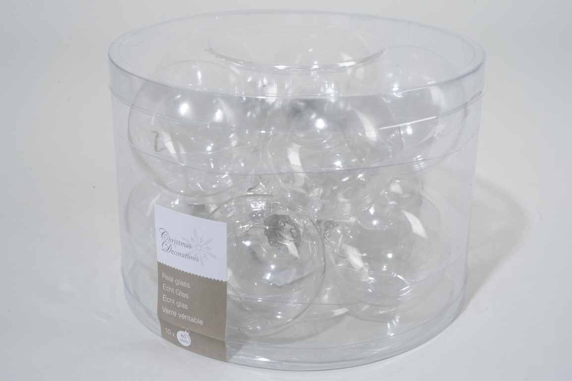 10 kerstballen transparant helder glans 60 mm