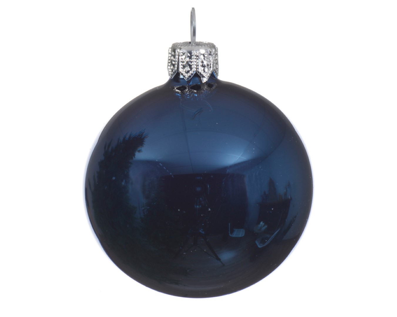 6 Glazen kerstballen glans 7 cm nacht blauw - Decoris