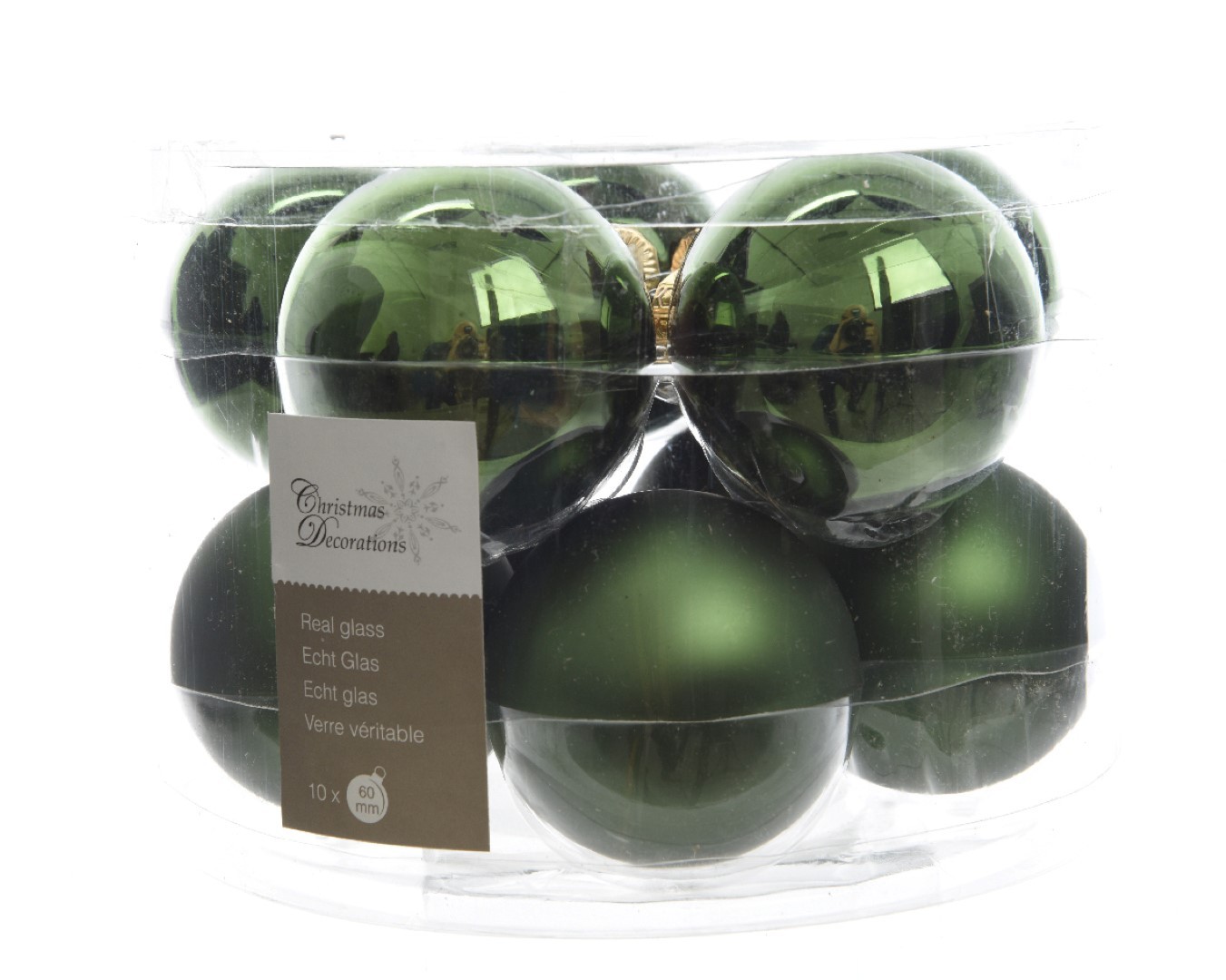 Kerstbal glas glans-mat diameter 6cm Dennen groen KSD