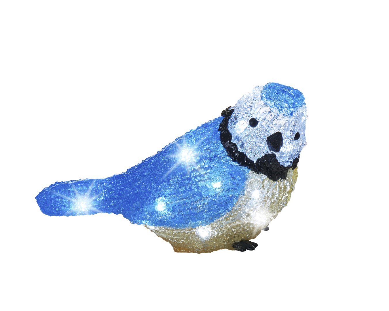 LED acryl blauw vogel buit op batterij 11x22x14 cm 20L koelwit - KSD