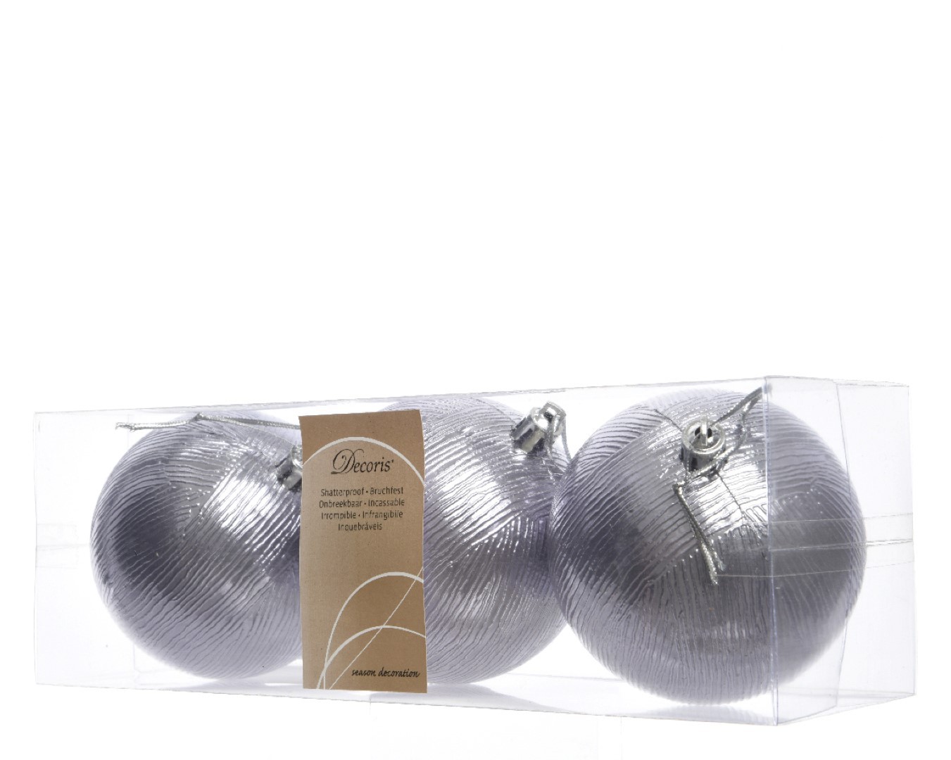 Kerstbal plastic streep diameter 8cm mist lila - KSD