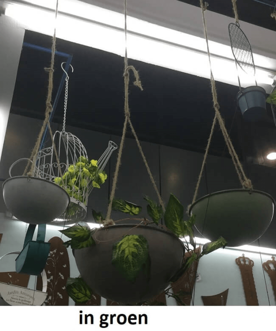 Hanging basket groen Dia 18x8cm