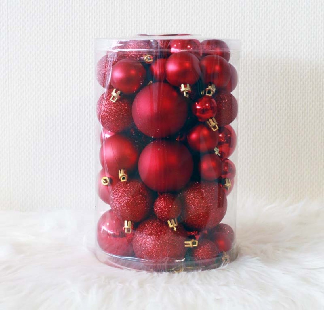 57 Onbreekbare kerstballen mix rood classic - Oosterik Home