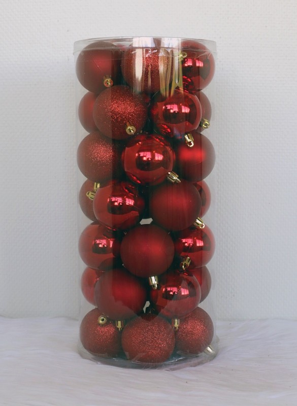 35 Onbreekbare kerstballen in koker doorsnee 6 cm rood classic - Oosterik Home