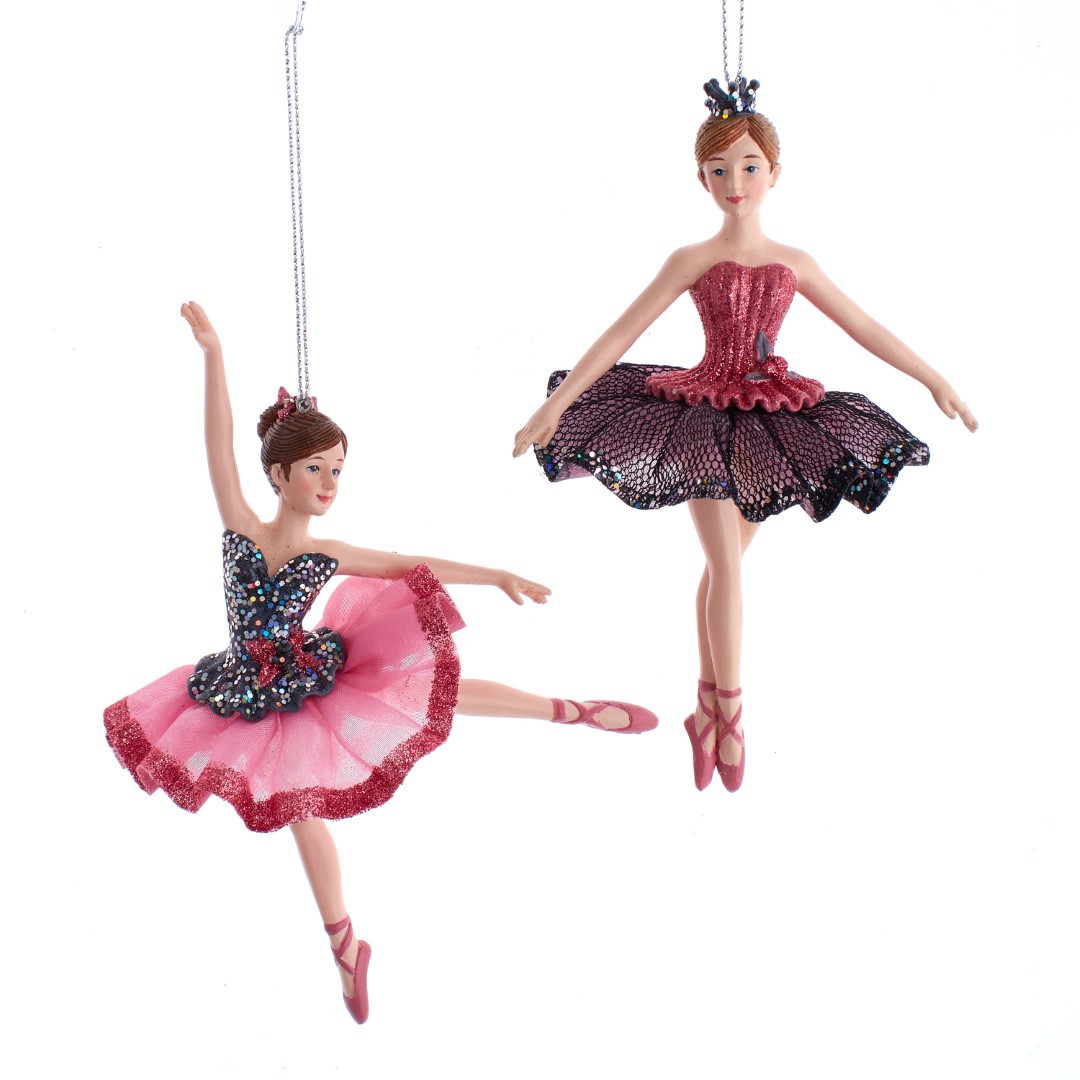 Ornament plastic roze ballerina l16cm - Kurt S. Adler