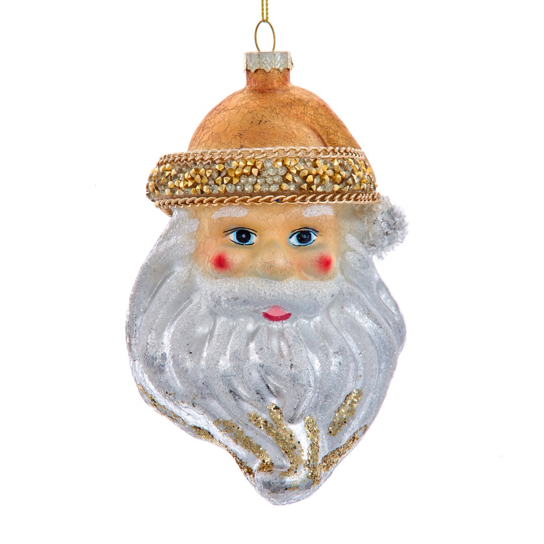 Ornament glas santa hoofd l14cm - Kurt S. Adler