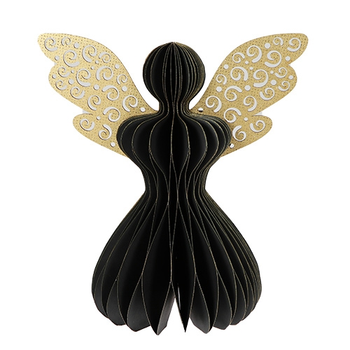 Papieren Engel Glitter 12 cm - Zwart Papieren Engel Glitter 12 cm - Zwart
