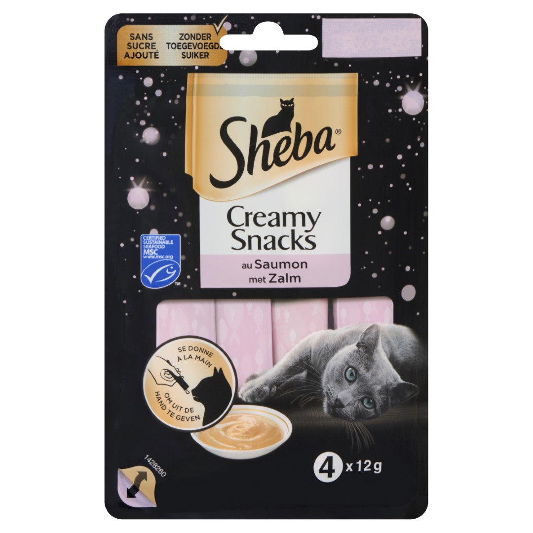 Kattenvoer Creamy Snacks zalm 12 g 4 pack 1x20 Sheba
