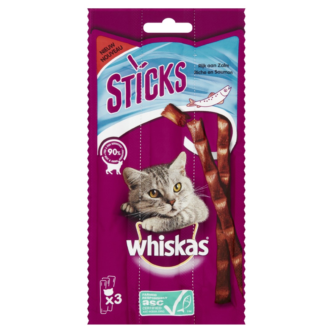 Kattenvoer Sticks Zalm 3-pack 18 g Whiskas