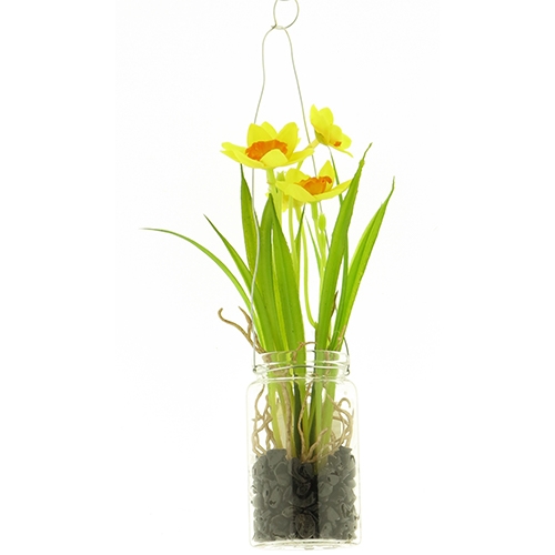 Daffodil rada in glass pot hanger 24 cm kunsthangplant Nova Nature