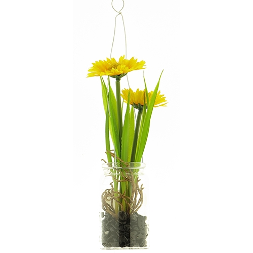 Daisy in glass pot hanger yellow 24 cm kunsthangplant Nova Nature