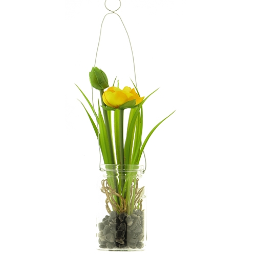 Ranunculus in glass pot hanger yellow 24 cm kunsthangplant Nova Nature