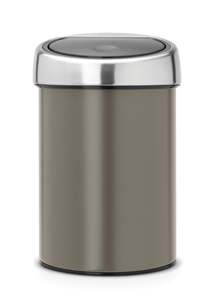 Touch Bin wandafvalemmer 3 liter met kunststof binnenemmer Platinum / Matt Steel