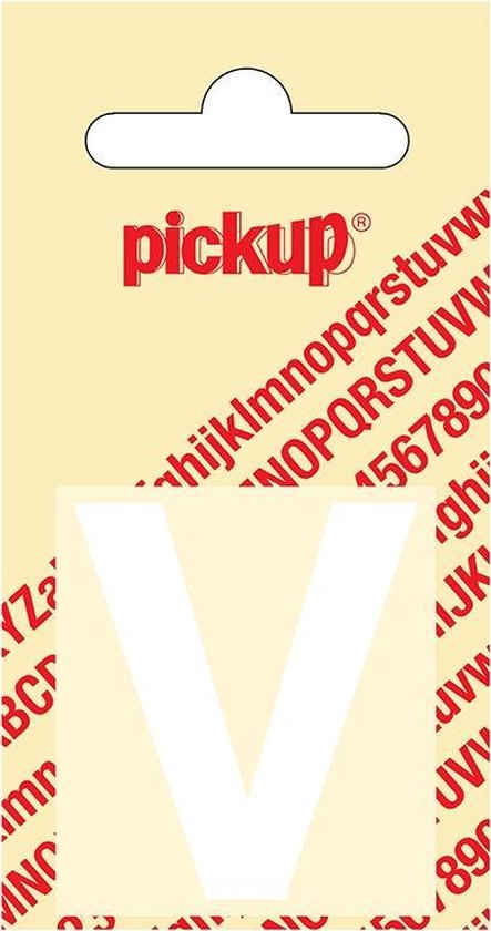 Plakletter Helvetica 40 mm Sticker witte letter v Pickup