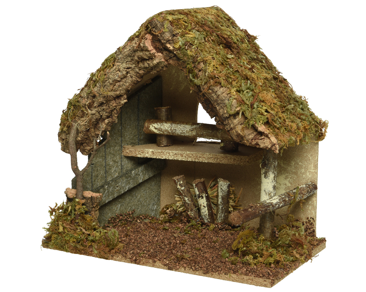 Kerststal naturel l30b18h26cm groen