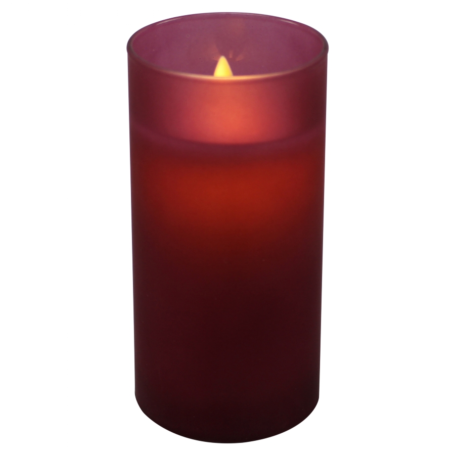 LED kaars wax mat dnk roze glas 15cm - Magic Flame