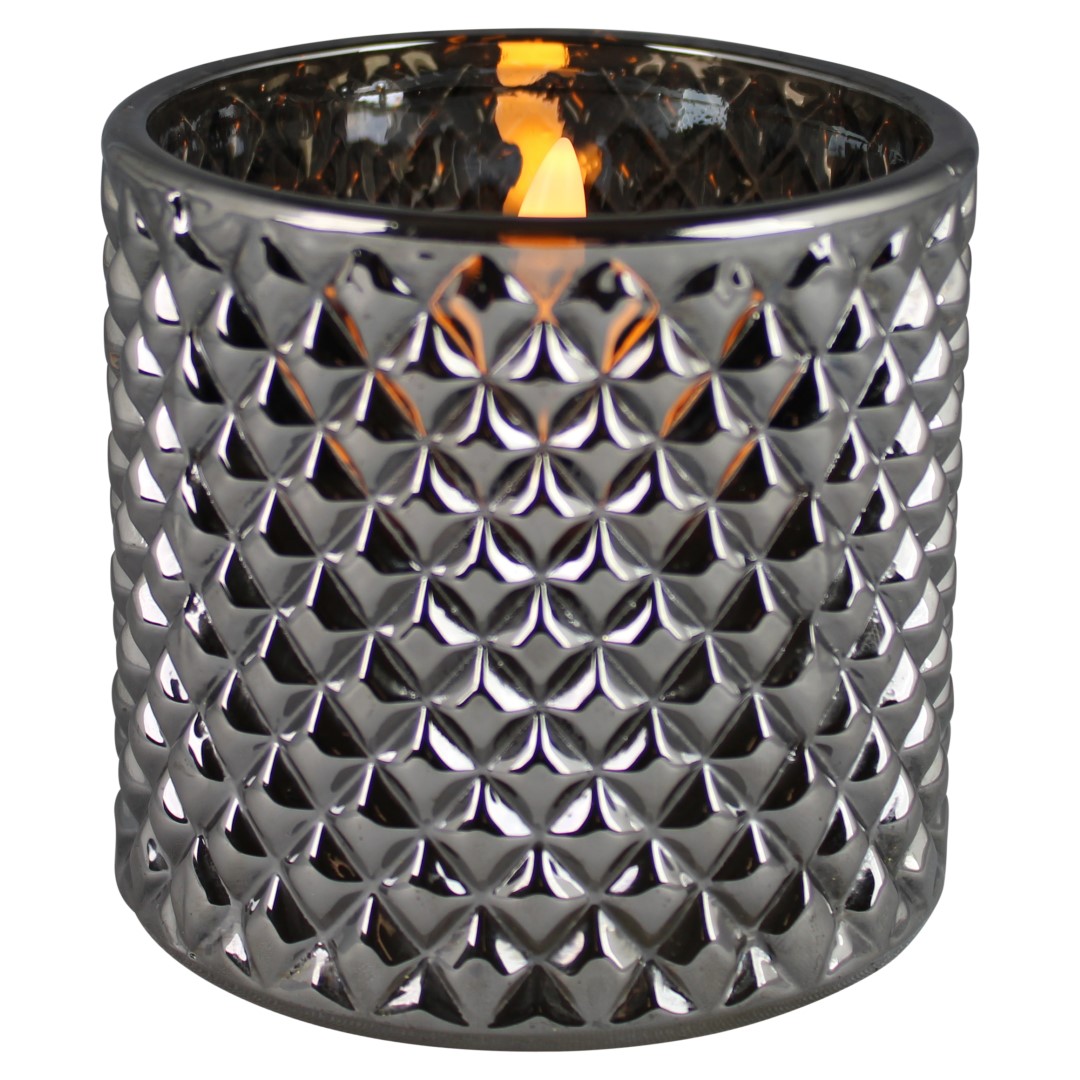 LED kaars in glas 8cm smokey B/O - Magic Flame