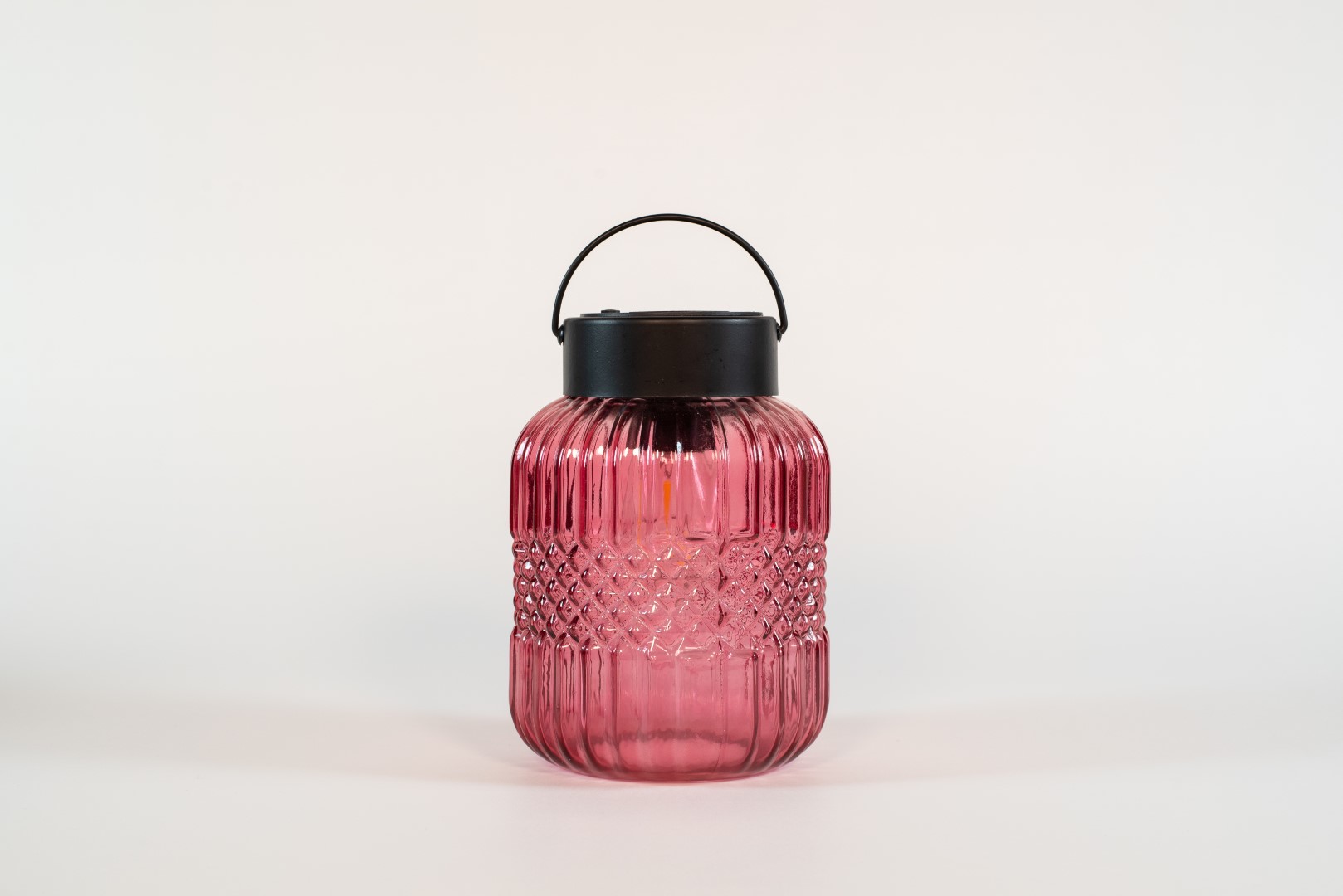 Solar glazen retro lamp roze 12,5x19 cm - Anna's Collection