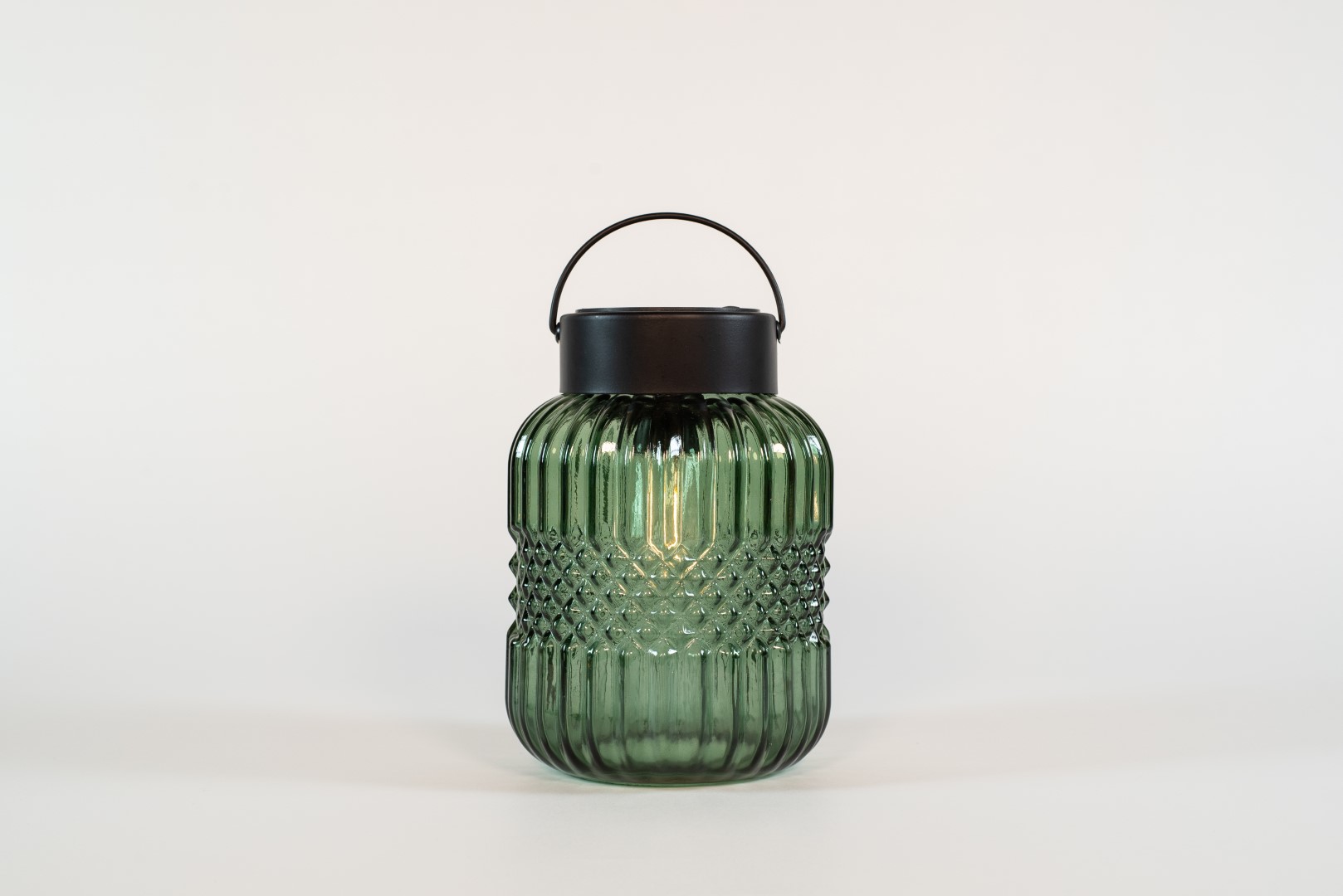 Solar glazen retro lamp groen 12,5x19 cm - Anna's Collection