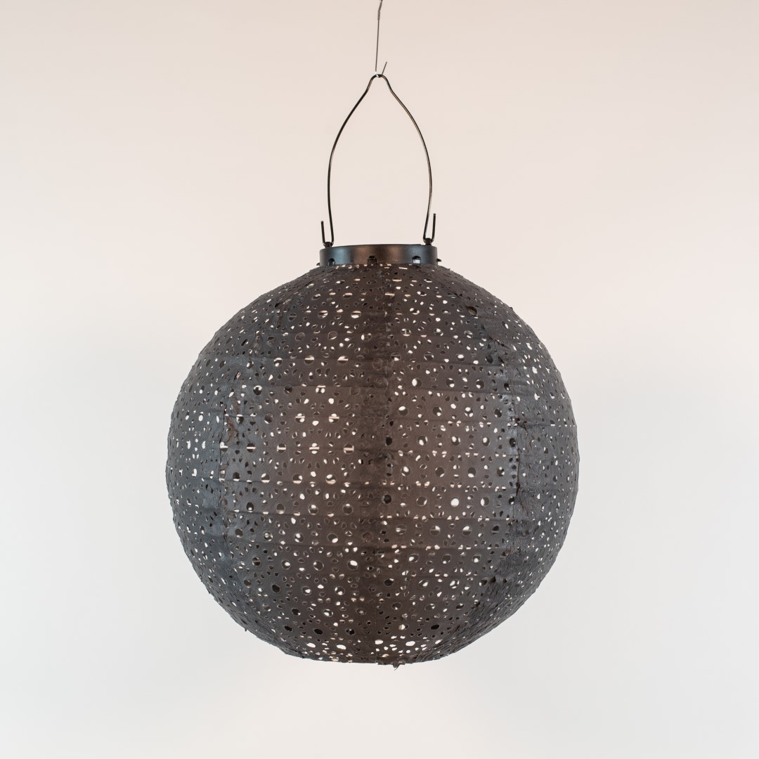 Solar lampion 25 cm grijs/marrakesh - Anna's Collection