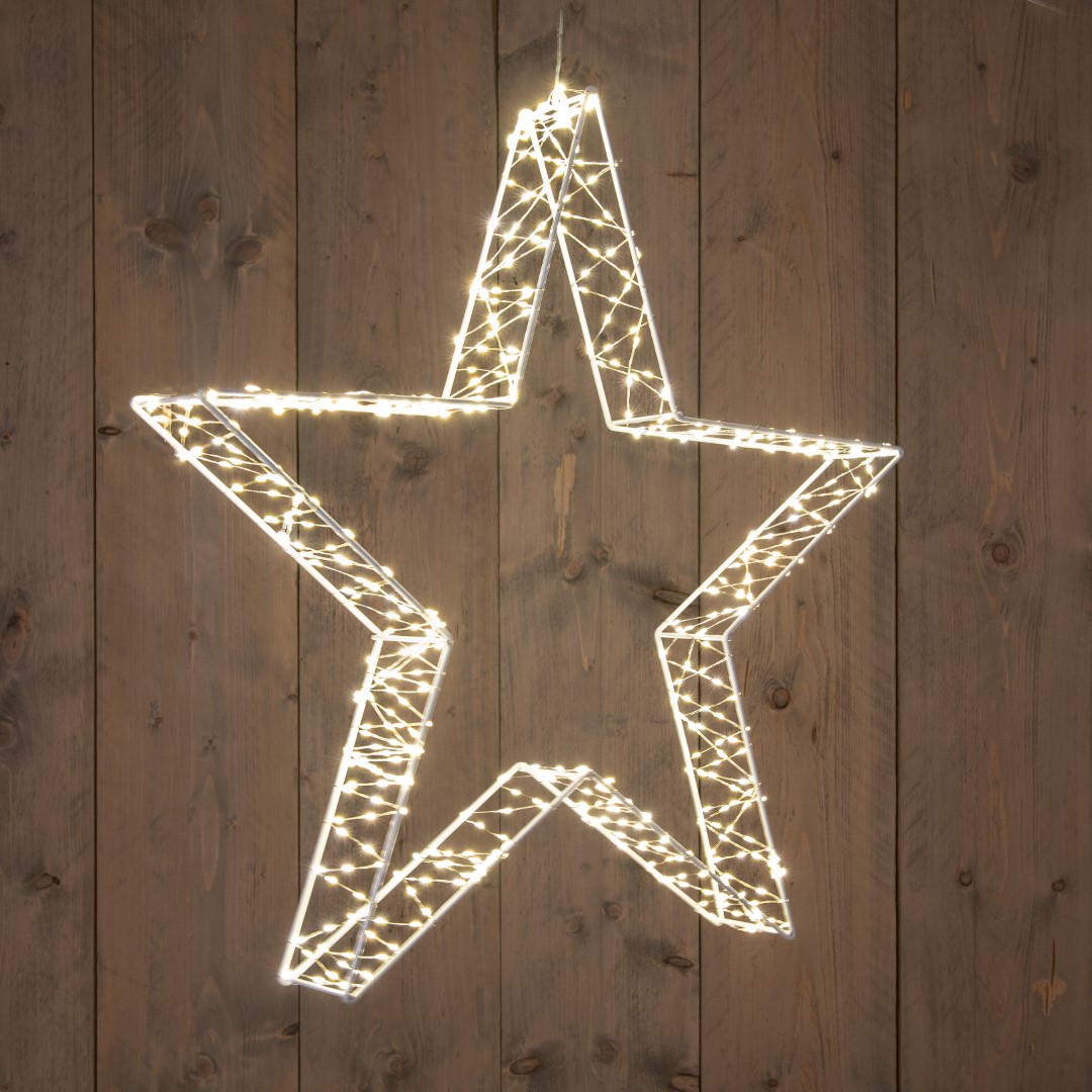 Metal 56 cmx7 cm 3D Star White With 540Led Warm White - Anna's Collection