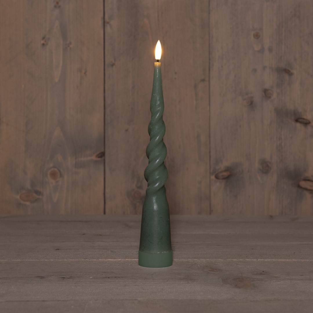 B.O.T. 3D Wick Jade Green Big Swirl Candle 29 cm Rustic - Anna's Collection