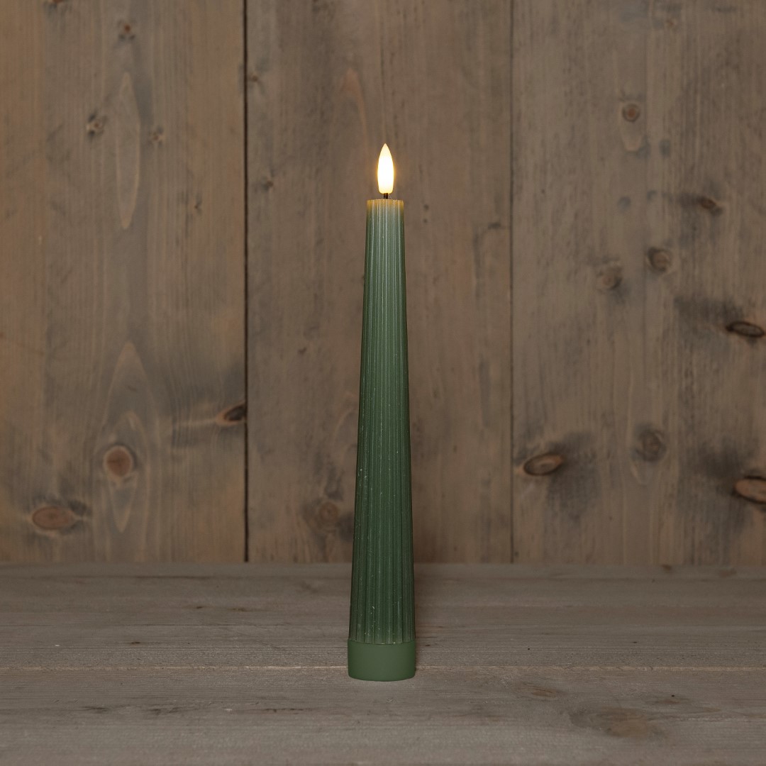 B.O.T. 3D Wick Jade Green Big Ribbel Candle 27 cm Rustic - Anna's Collection