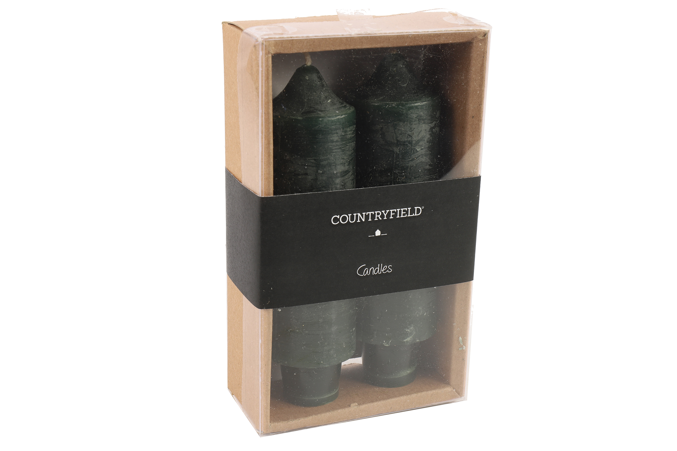 Countryfield Kaars dia. 3,5 cm, hoogte: 12,5 cm Vela 2 stuks donkergroen
