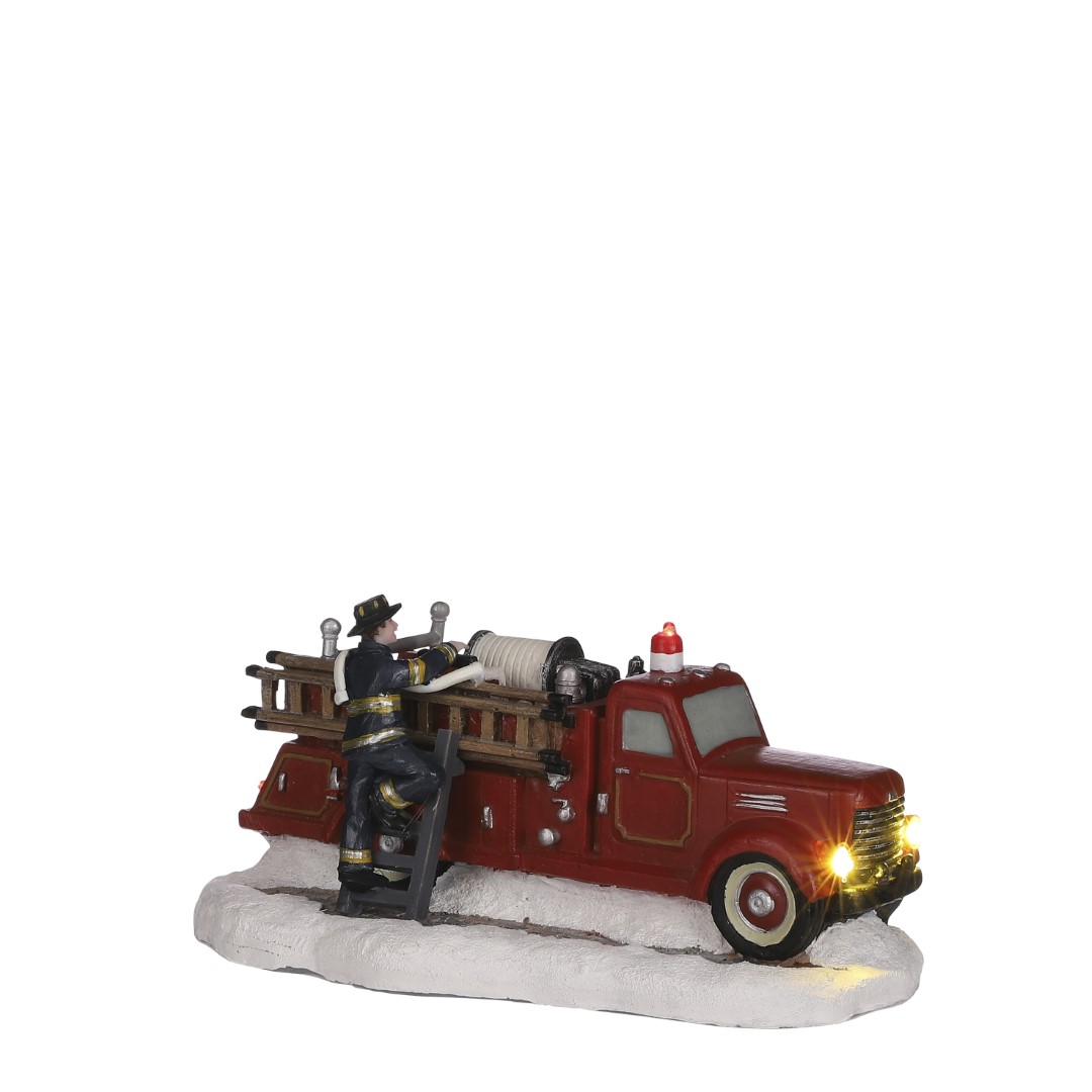 Luville - Village fire truck battery operated - Kersthuisjes & Kerstdorpen
