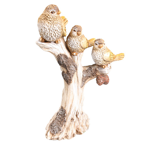 Tuinbeeld 3 Vogels op stronk - 41 cm - SID
