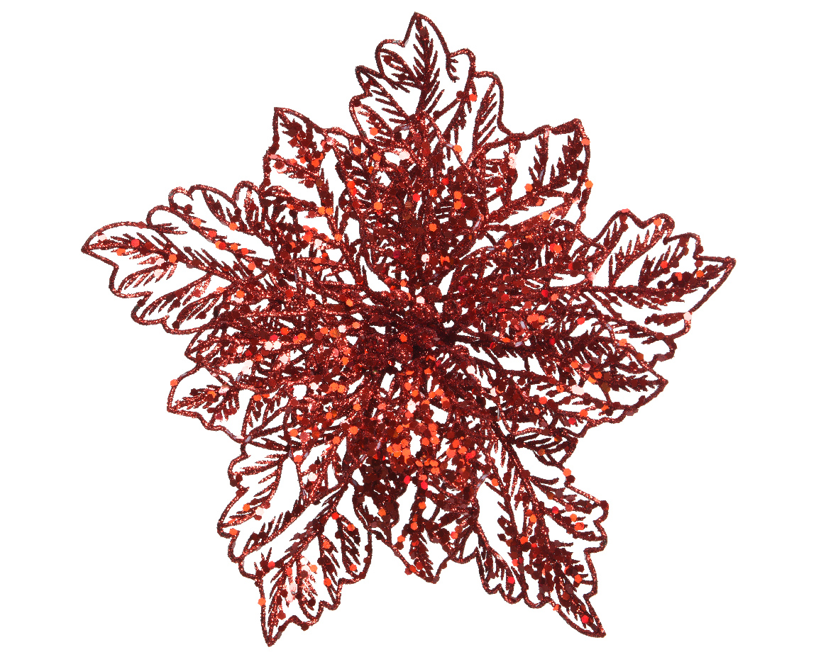 Poinsettia plastic d23.50h10cm rood