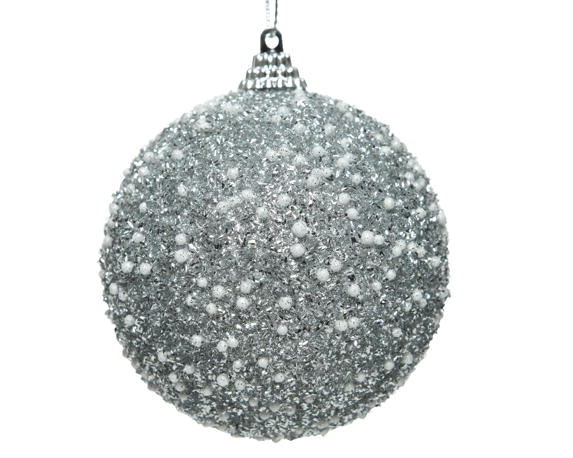 Kerstbal foam stip d8 cm zilver - Decoris