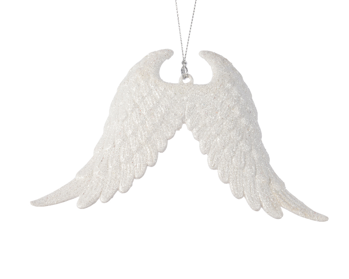 Kerst  Vleugels Plastic Glitter   Winterwit L 2.50 - W 16.00 - H 10.00cm
