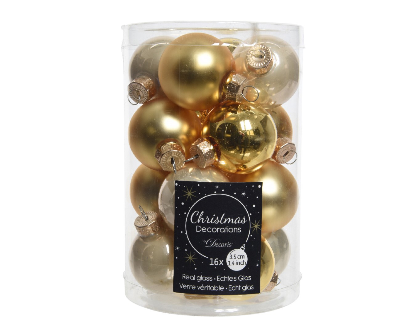 Kerstbal glas d3.5c parel/goud 16st kerst - Decoris