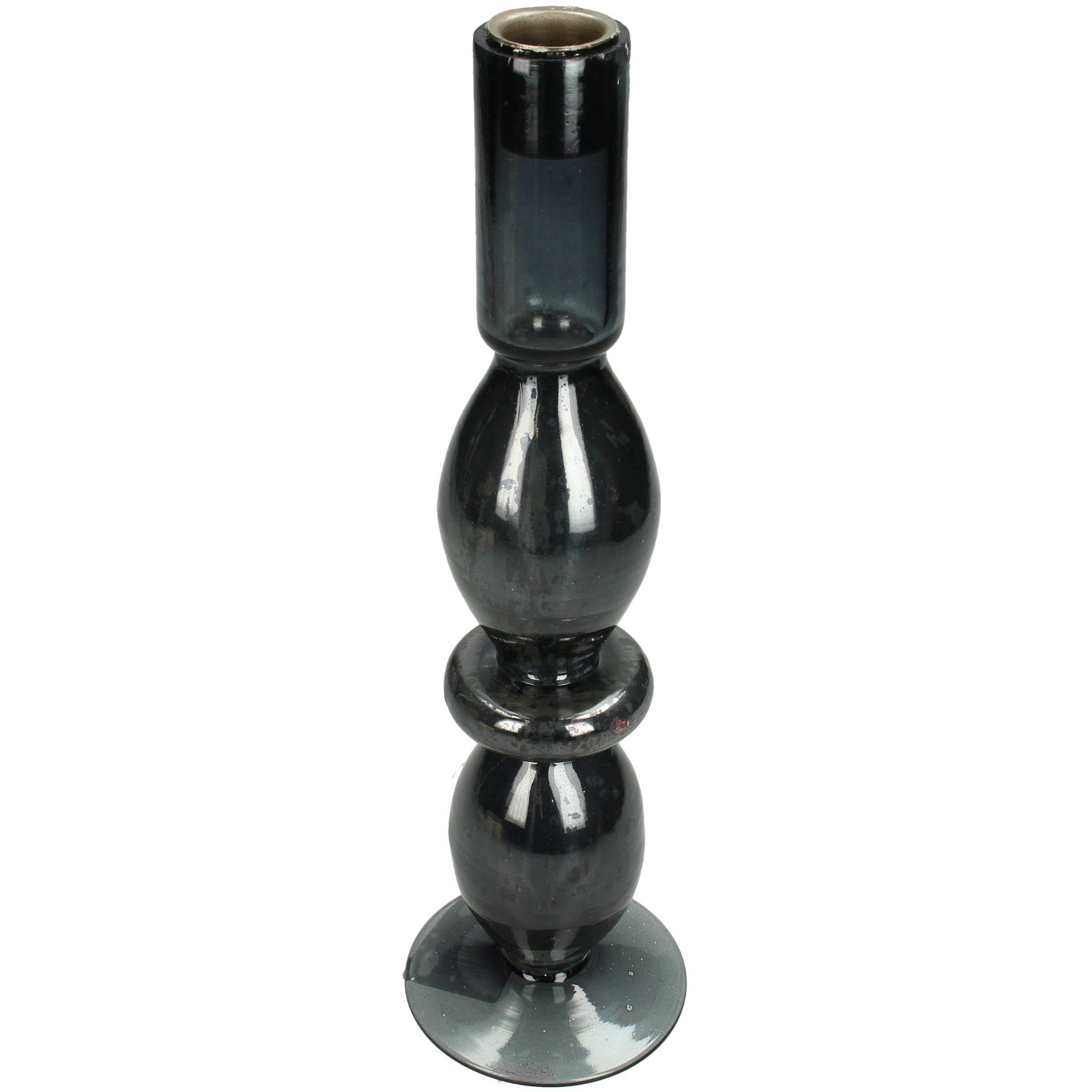 Candle Stick Glass Black 8.9x8.9x30 - Kersten