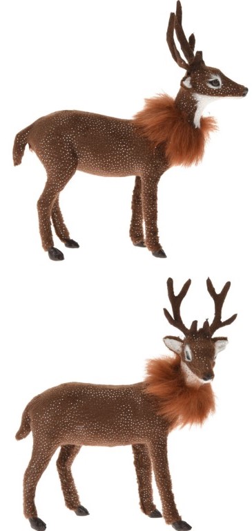 Deer With Fur Scarf 15 cm Brown - Nampook