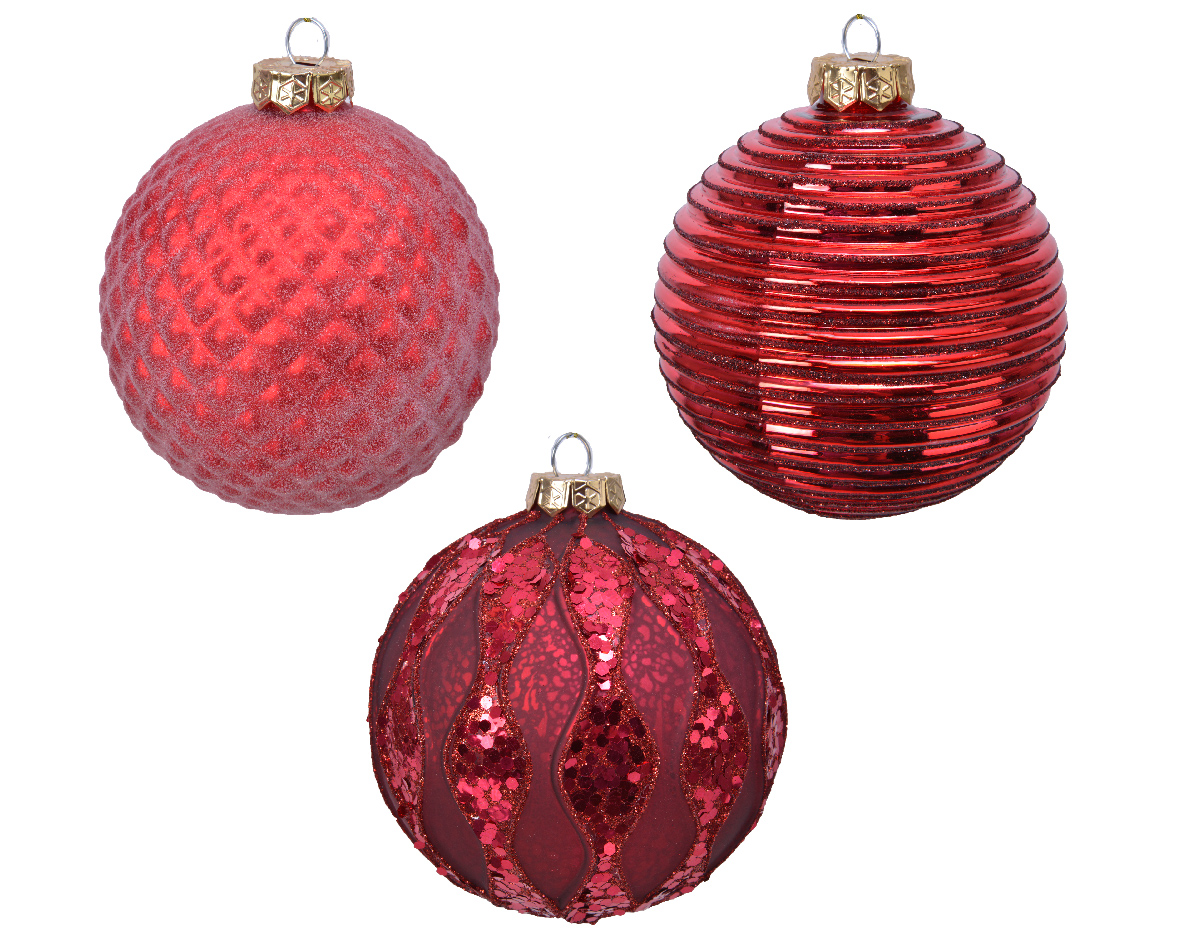 Kerstbal glas gl-mat d10 cm rood a3 - Decoris