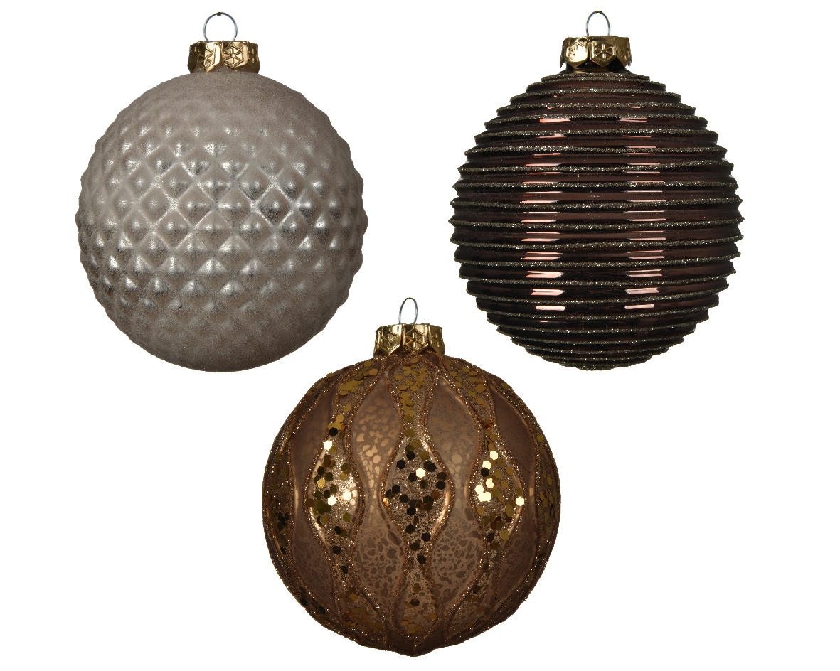 Kerstbal glas gl-mat d10 cm bruin a3 - Decoris