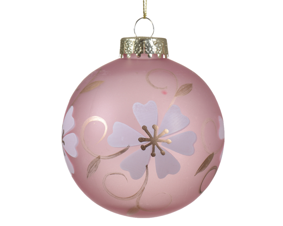 Kerstbal kunststof d8 cm roze kerst - Decoris