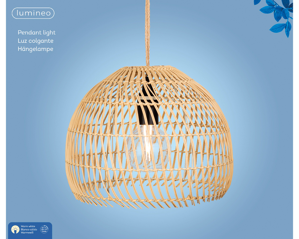 Lumineo Hanglamp wicker LED warm wit II - 