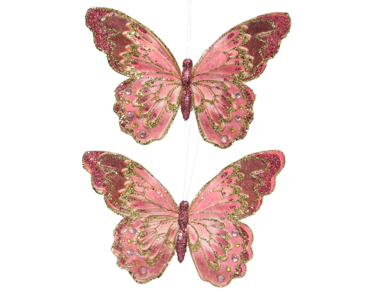 Vlinder stof l.5b18h12 roze a2 2st Vlinder stof l.5b18h12 roze a2 2st