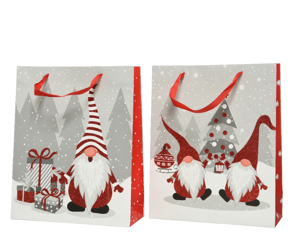Giftbag papier l18b50h72 cm rood a2 kerst - Decoris