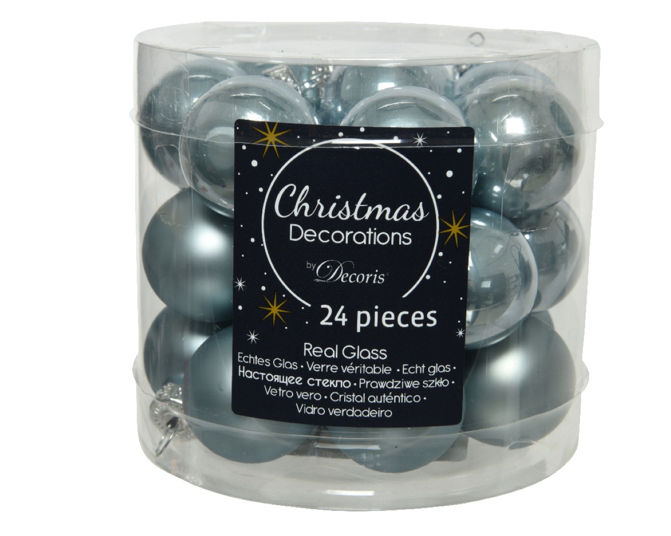 Kerstbal glas d2.5 cm blauw 24st kerst - Decoris