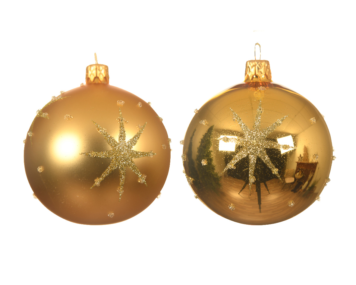 Kerstbal glas d8cm licht goud a2KSD